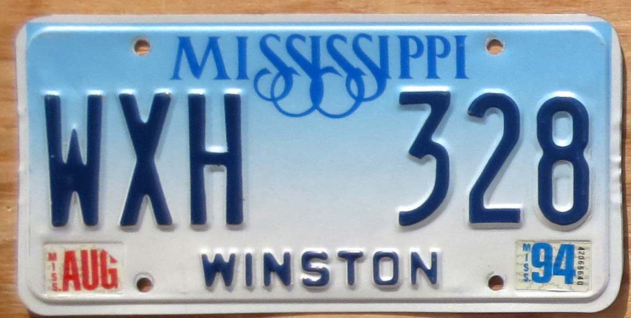 Mississippi Vg Ex Automobile License Plate Store Collectible