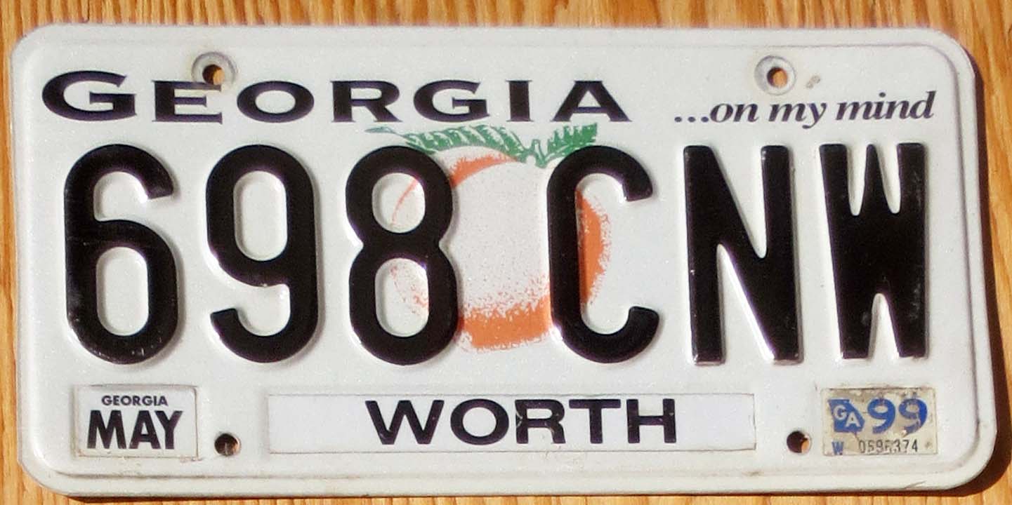 1999 Georgia vg | Automobile License Plate Store: Collectible License ...