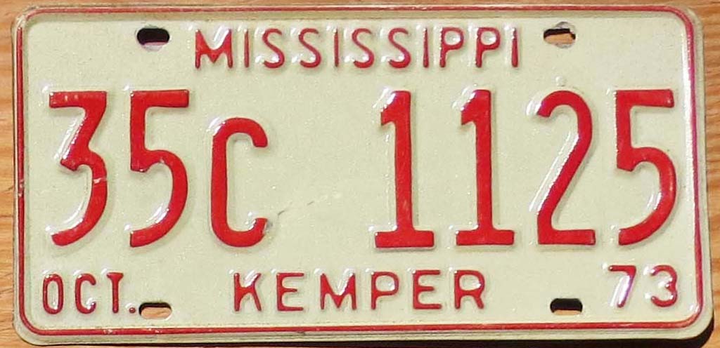 1973 Mississippi vg | Automobile License Plate Store: Collectible