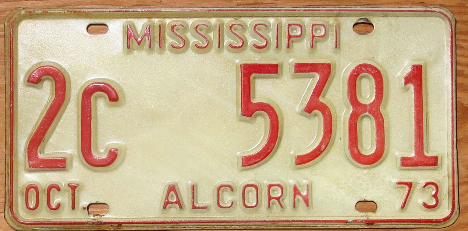 1973 Mississippi vg-ex - Automobile License Plate Store: Collectible ...