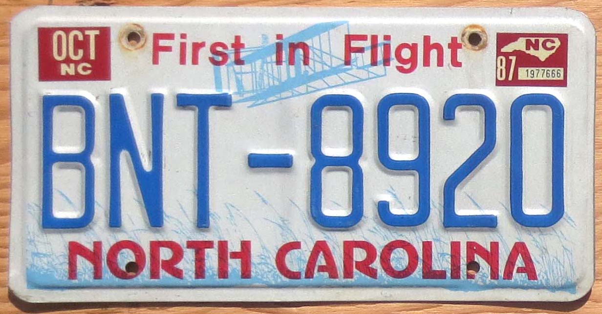 1987 North Carolina vg | Automobile License Plate Store: Collectible ...