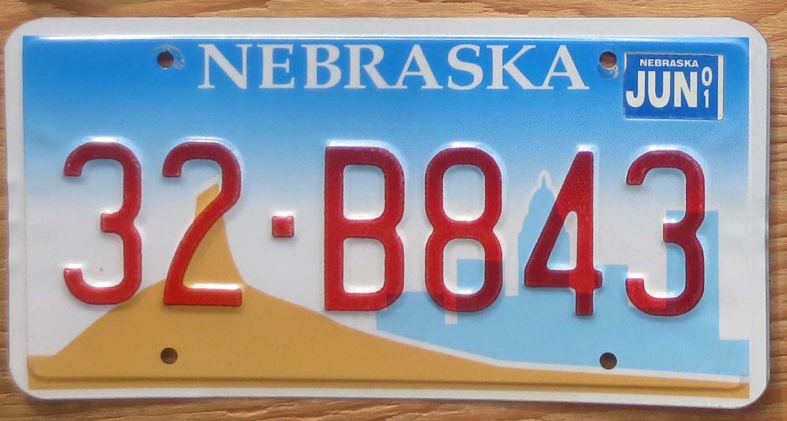 2001 Nebraska vg | Automobile License Plate Store: Collectible License