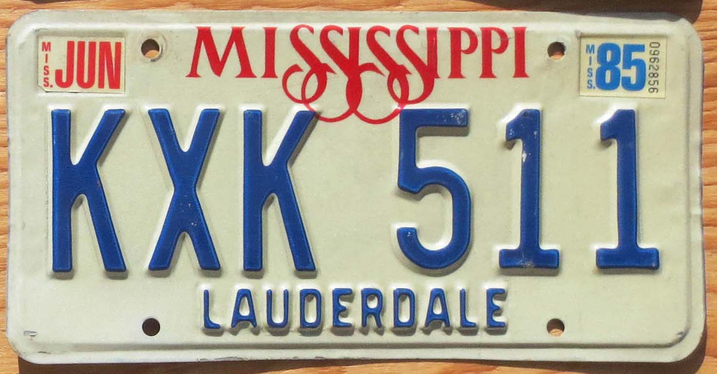 1985 Mississippi Vg | Automobile License Plate Store: Collectible ...