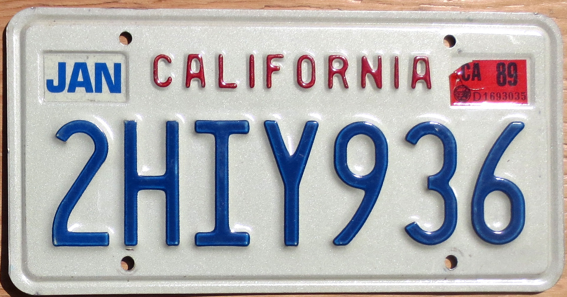 1989 California vg+ | Automobile License Plate Store: Collectible ...