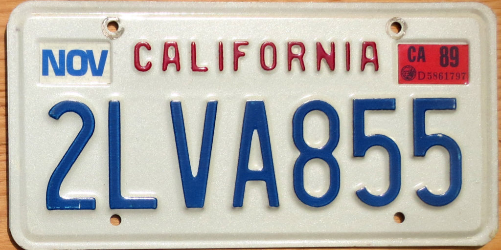 1989 California vg | Automobile License Plate Store: Collectible ...