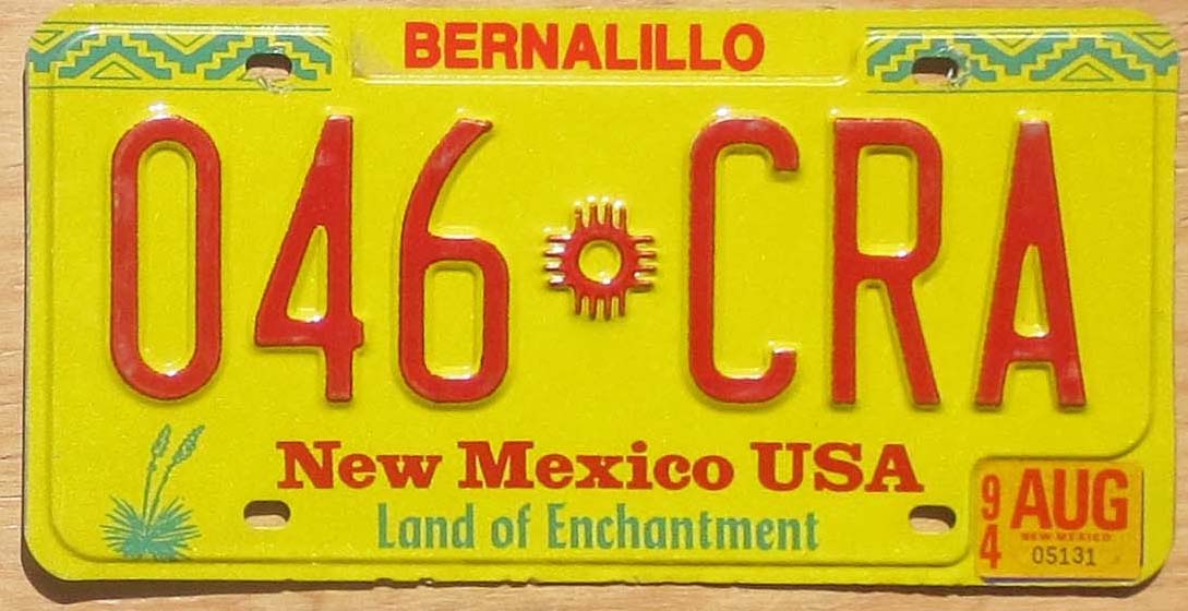 1994 New Mexico Vg Automobile License Plate Store Collectible License Plates For Less