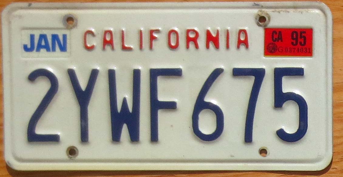 1995 California vg- | Automobile License Plate Store: Collectible ...