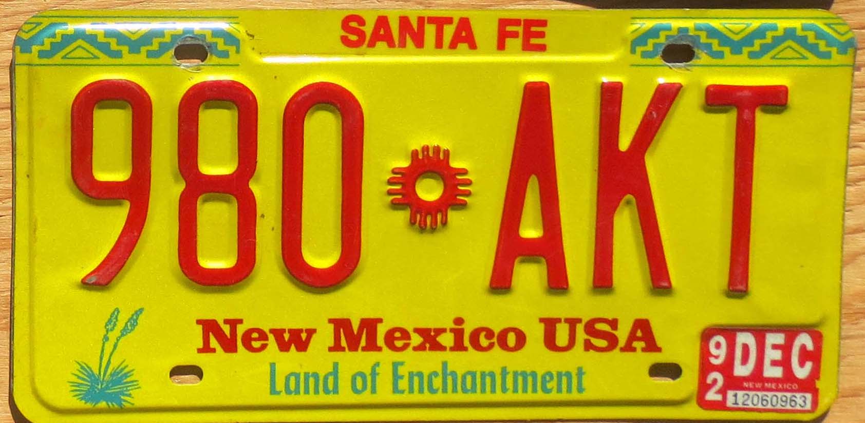 1992 New Mexico vg-ex | Automobile License Plate Store: Collectible ...