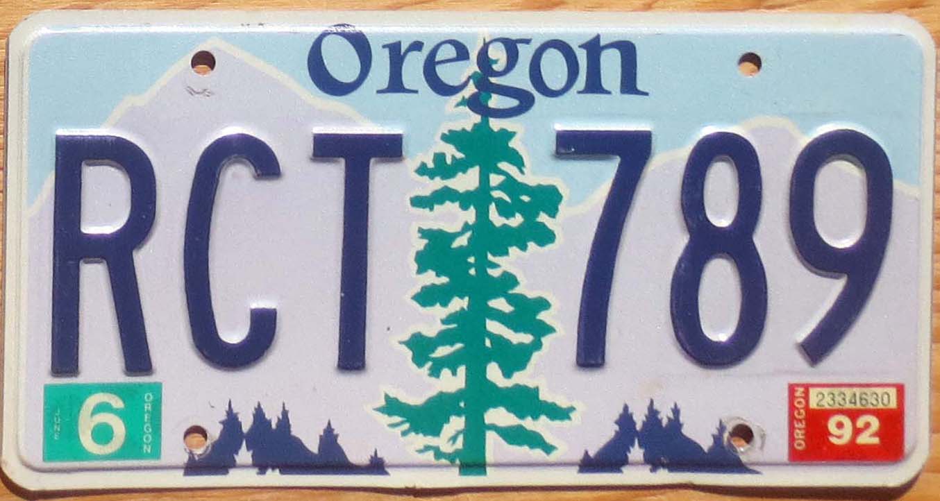 1992 Oregon vg | Automobile License Plate Store: Collectible License ...