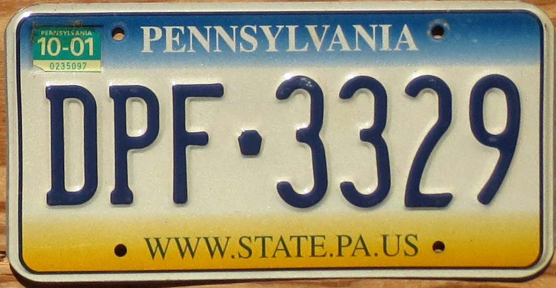 2001 Pennsylvania vg+ | Automobile License Plate Store: Collectible ...