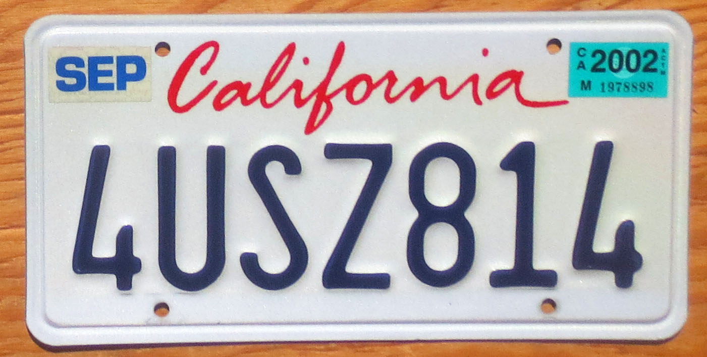 2002 California exc | Automobile License Plate Store: Collectible ...