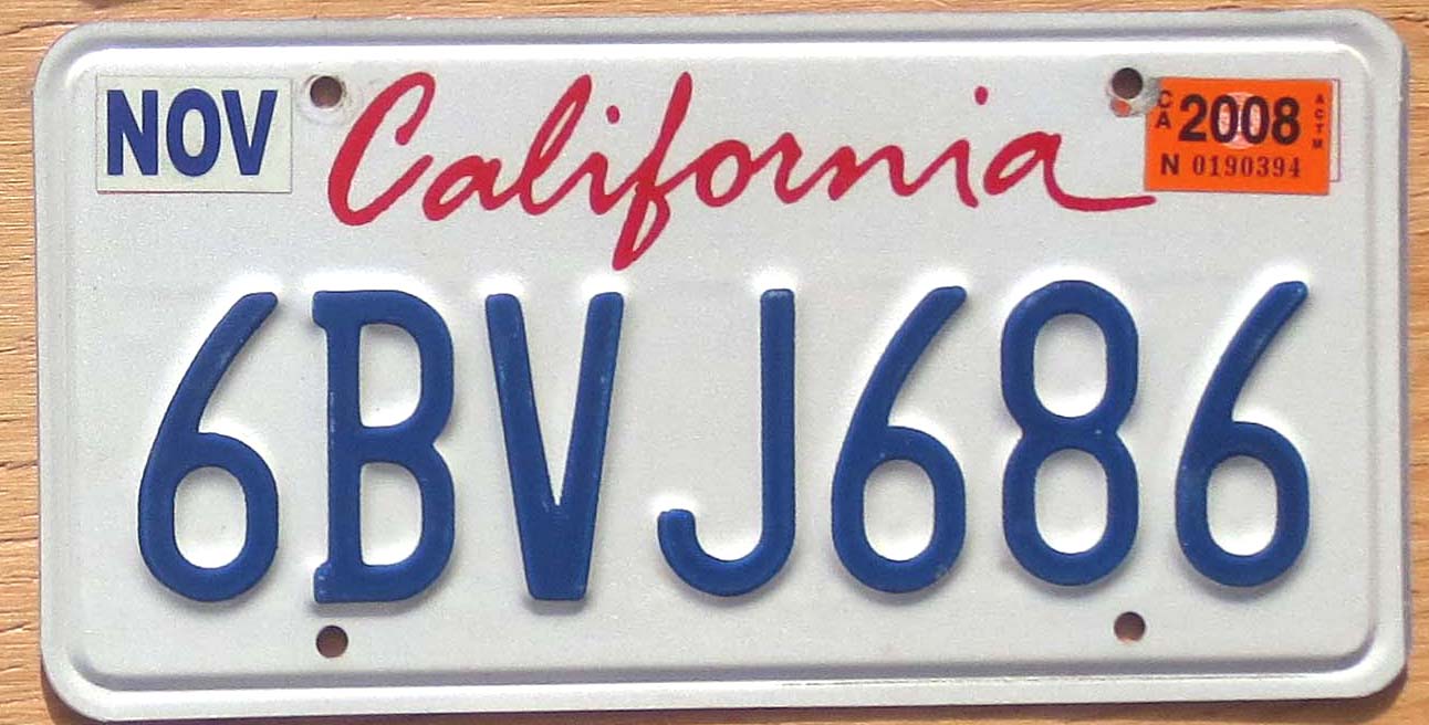 california license plate numbers by year