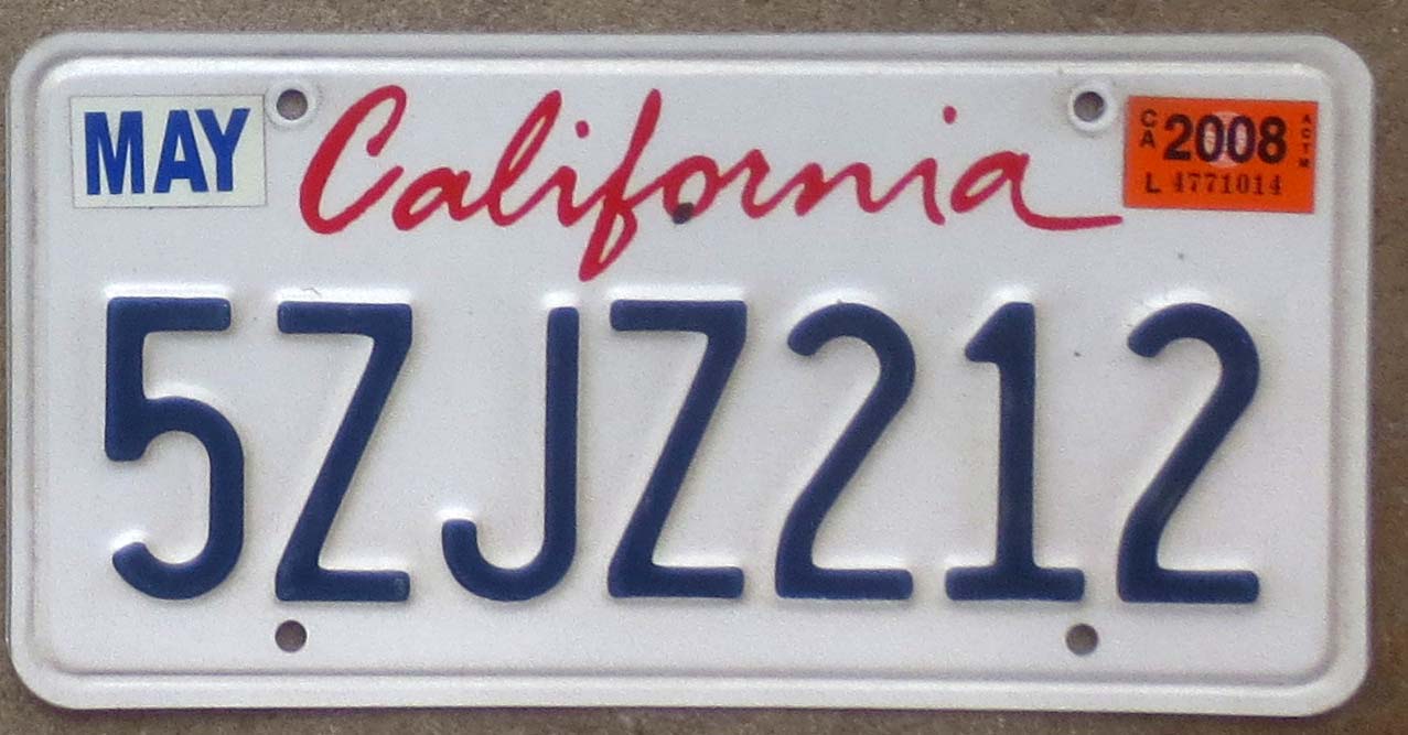 2008 California vg | Automobile License Plate Store: Collectible ...