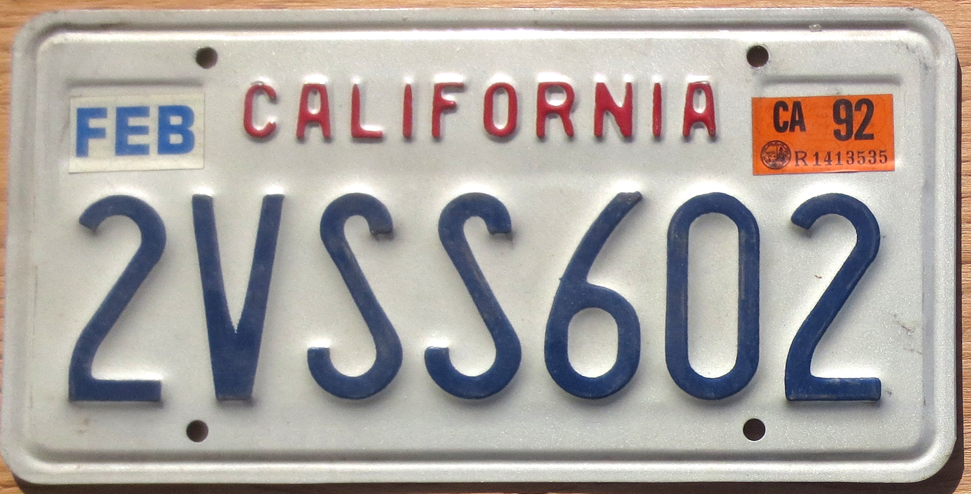 1992 California vg-ex | Automobile License Plate Store: Collectible ...