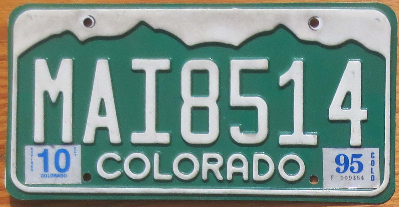 1995 Colorado vg+ | Automobile License Plate Store: Collectible License ...