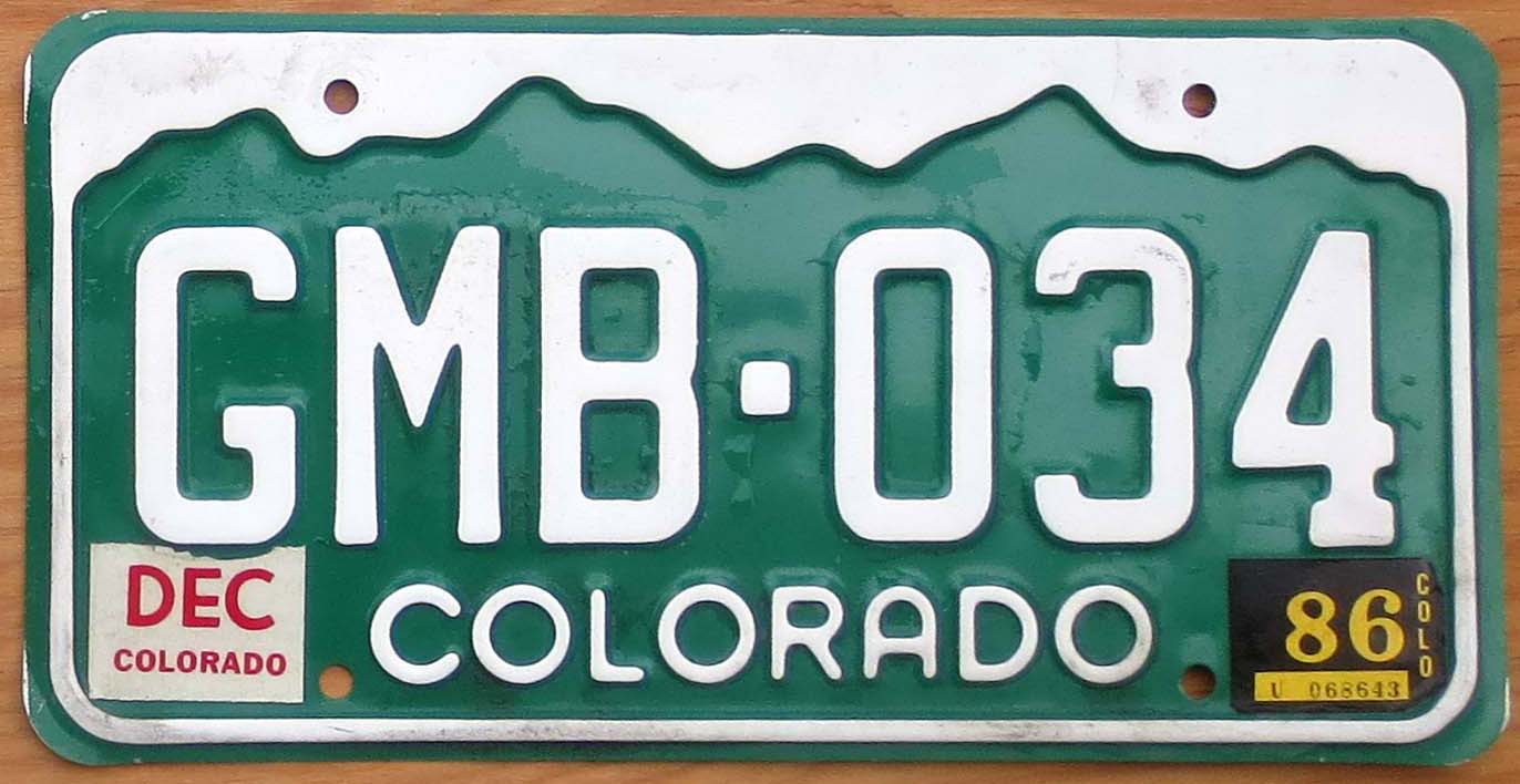 1986 Colorado exc- | Automobile License Plate Store: Collectible ...