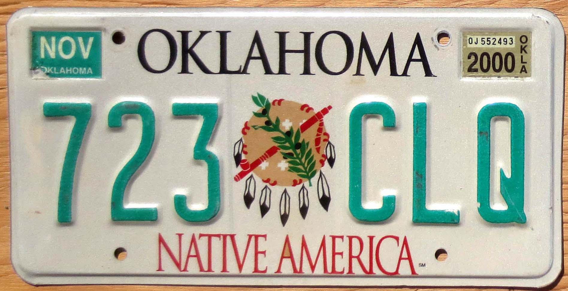 2000 Oklahoma vg | Automobile License Plate Store: Collectible License ...