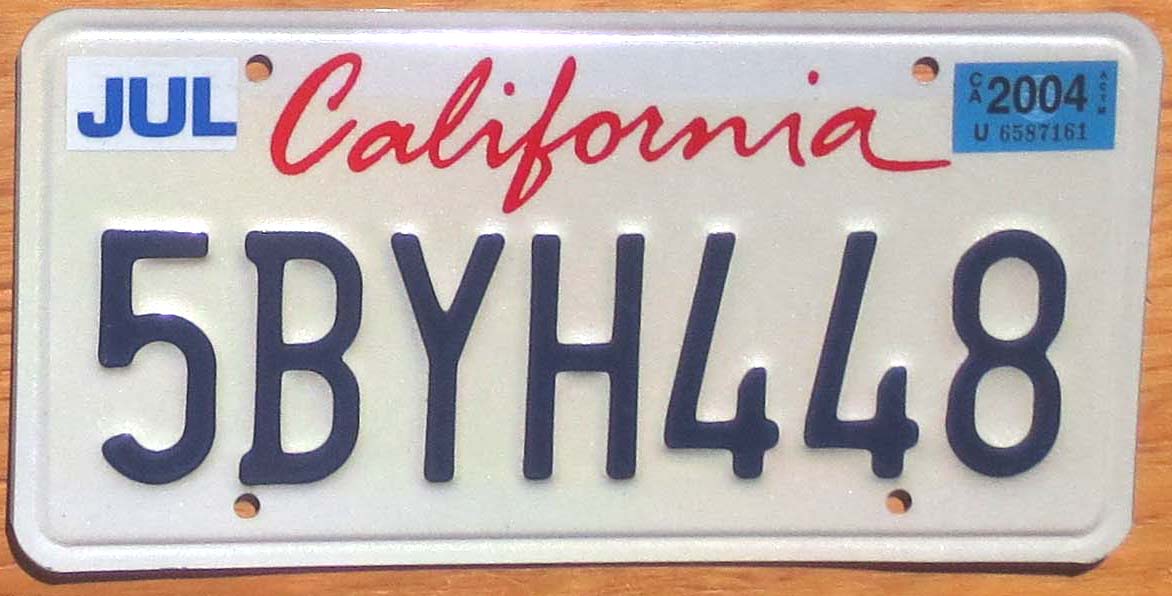 2004 California vg+ | Automobile License Plate Store: Collectible ...