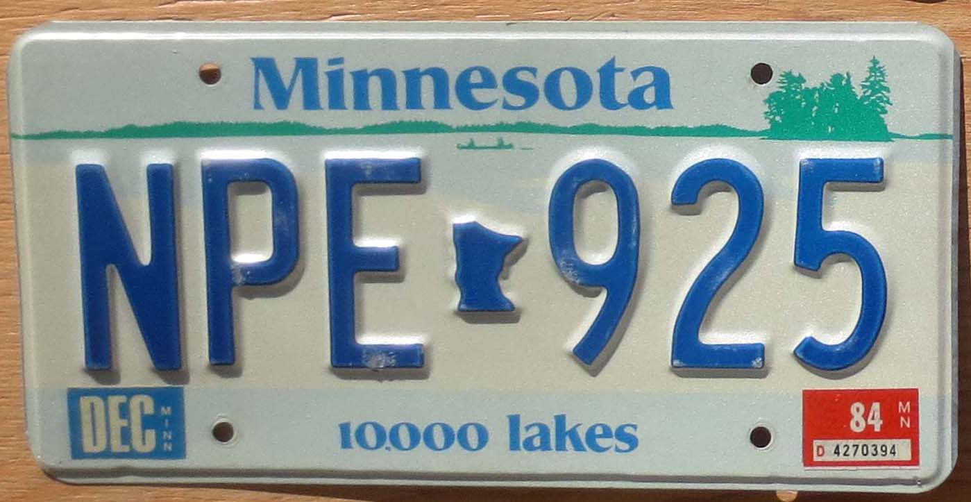 1984 Minnesota vg-ex | Automobile License Plate Store: Collectible ...