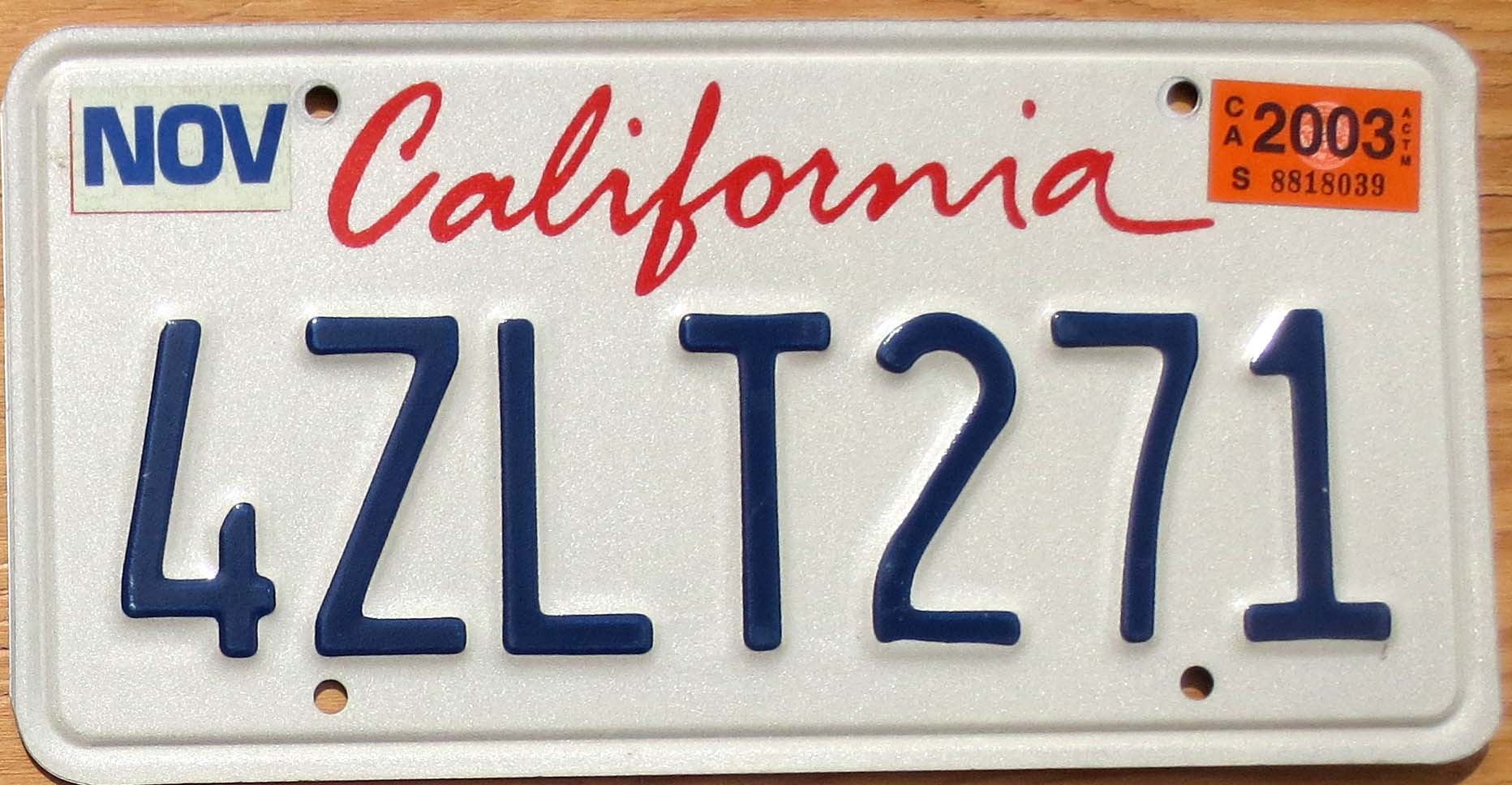 california license plate number equence