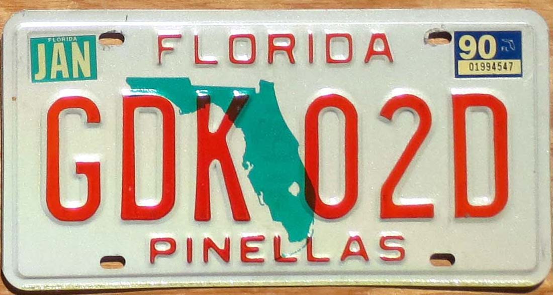 1990 Florida exc- | Automobile License Plate Store: Collectible License ...