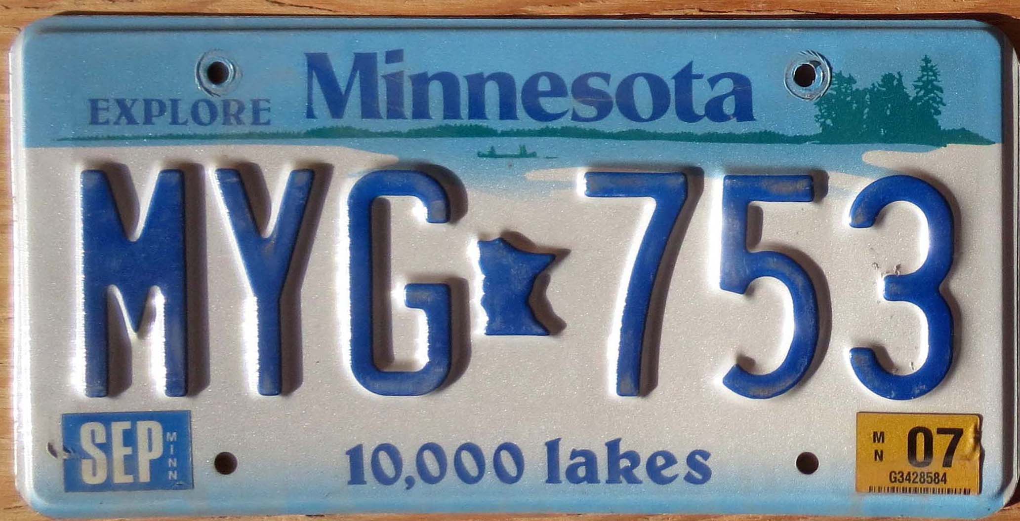 2007 Minnesota vg | Automobile License Plate Store: Collectible License ...