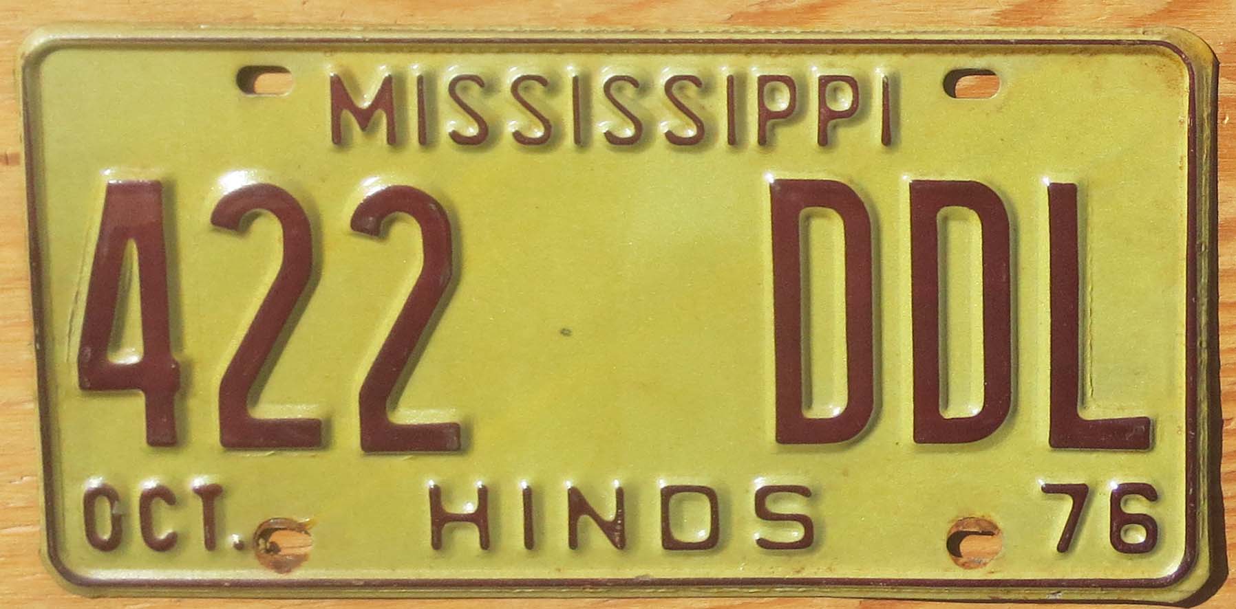 1976 Mississippi Vg | Automobile License Plate Store: Collectible ...