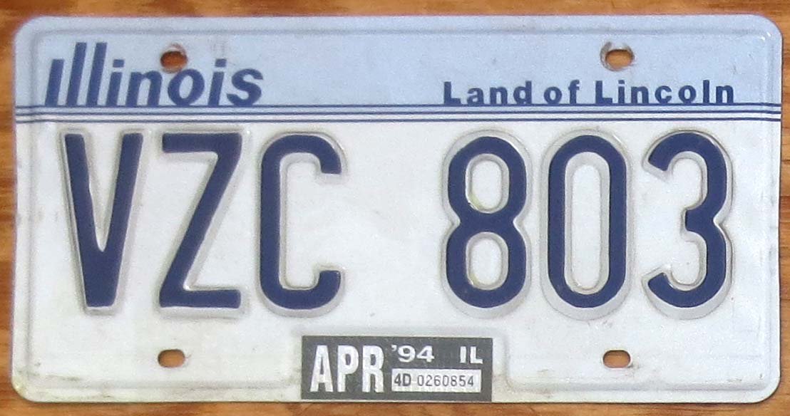 1994 Illinois vg+ | Automobile License Plate Store: Collectible License ...