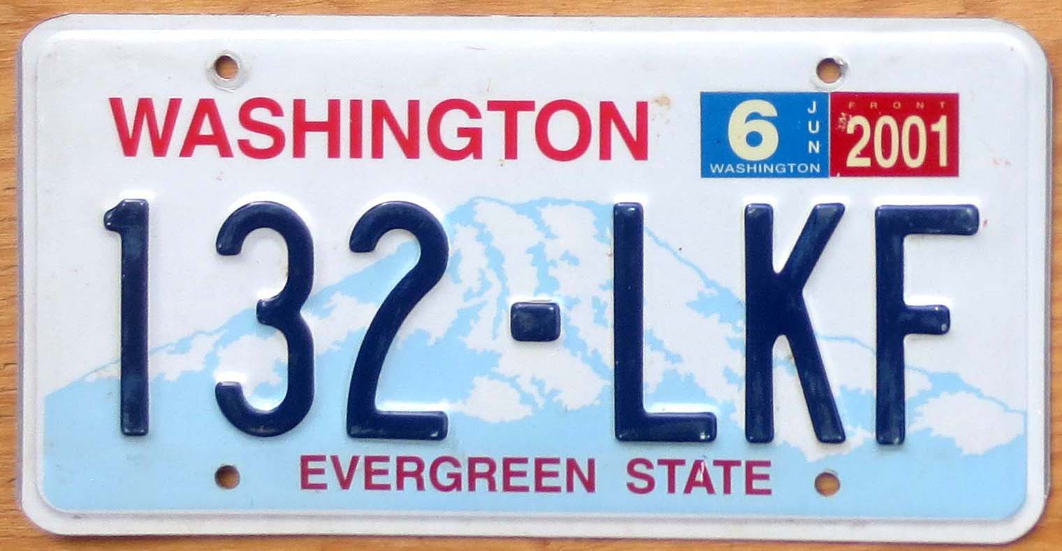 2001 Washington vg+ | Automobile License Plate Store: Collectible ...