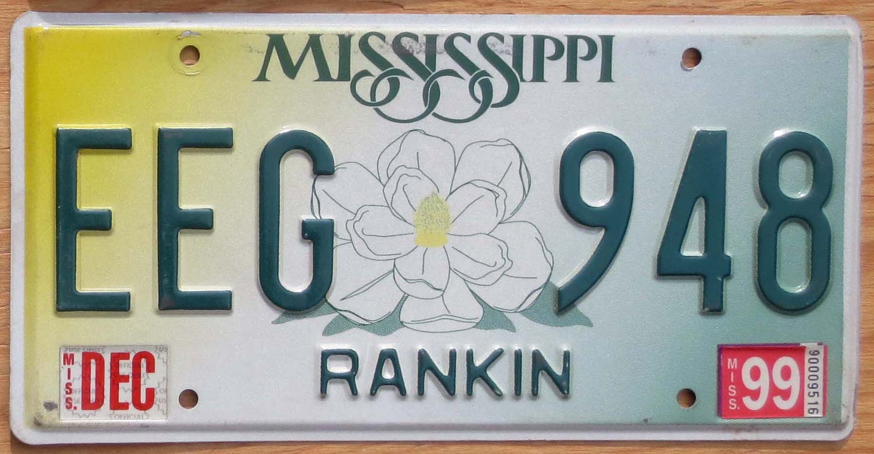 1999-mississippi-vg-automobile-license-plate-store-collectible