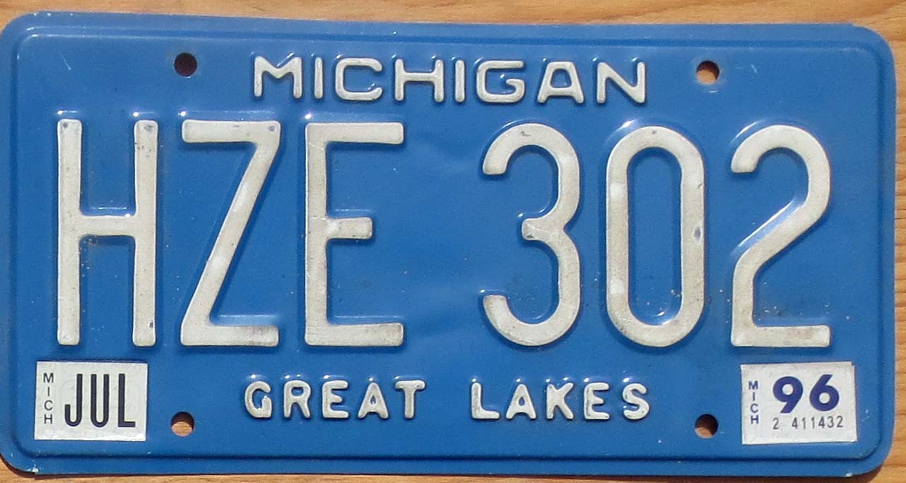 1996 Michigan vg+ | Automobile License Plate Store: Collectible License ...