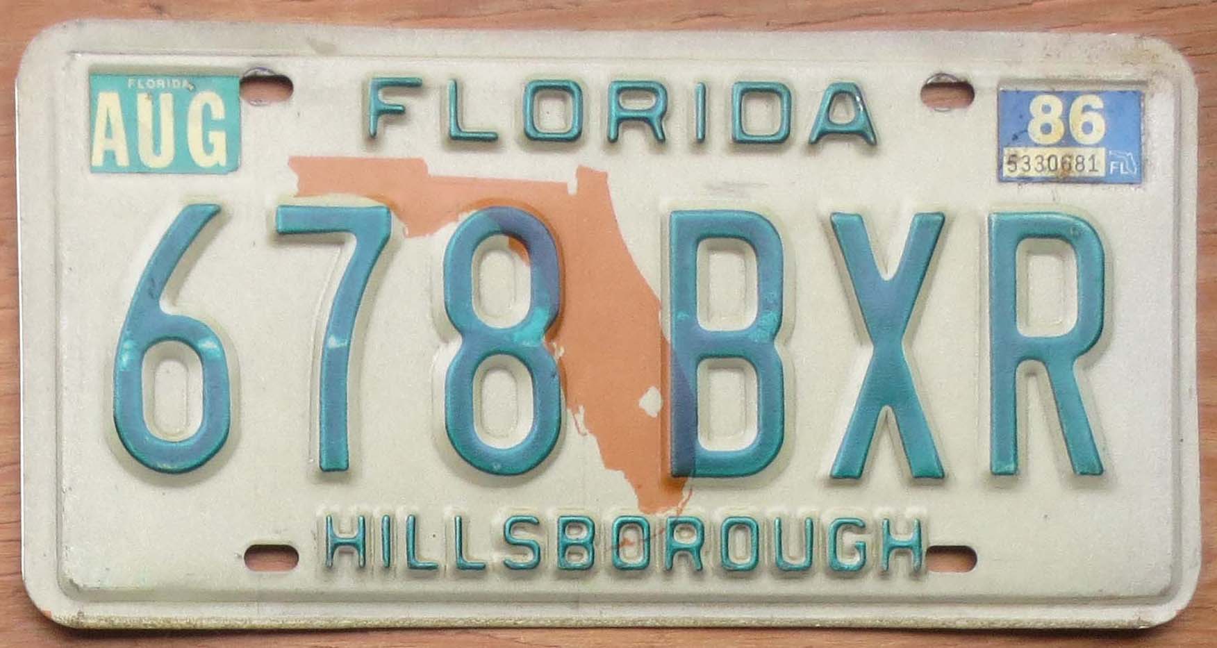 1986 Florida vg | Automobile License Plate Store: Collectible License