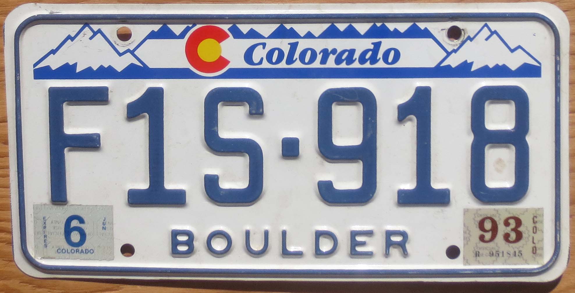 1993 Colorado designer vg+ Automobile License Plate Store
