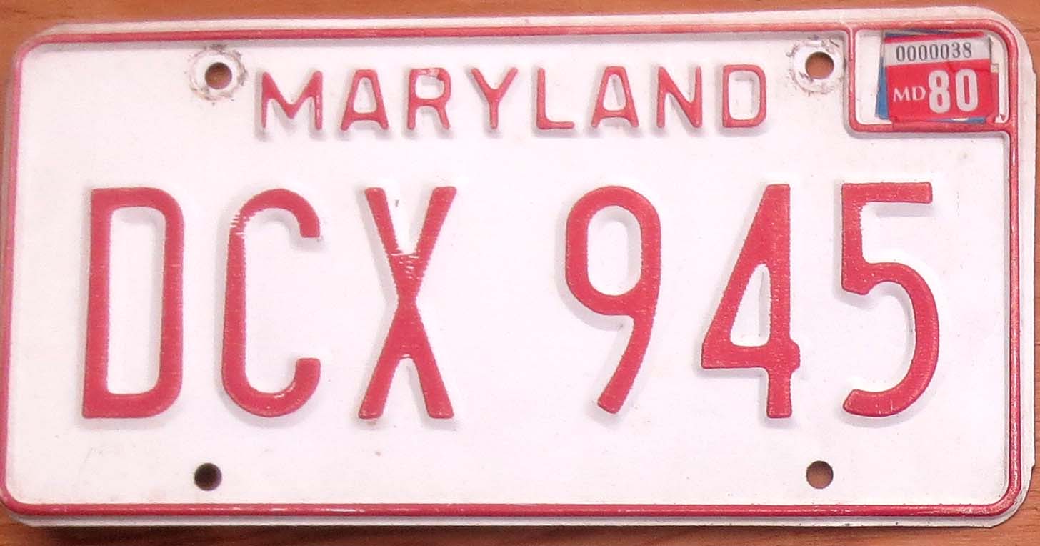 1980 Maryland vg- | Automobile License Plate Store: Collectible License ...