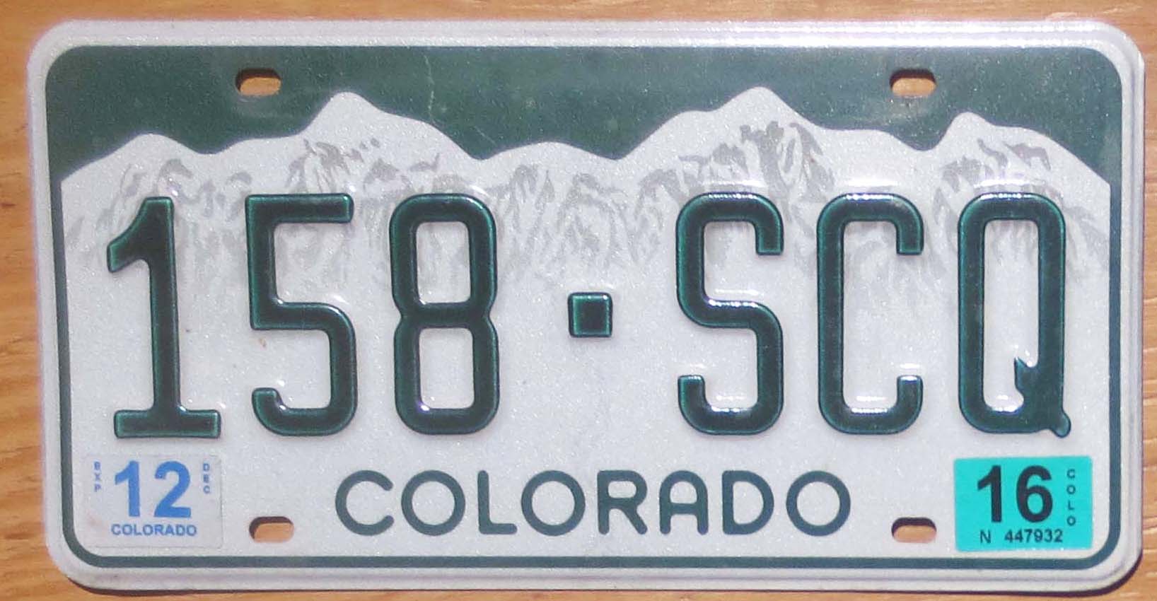 2016 Colorado vg+ | Automobile License Plate Store: Collectible License ...