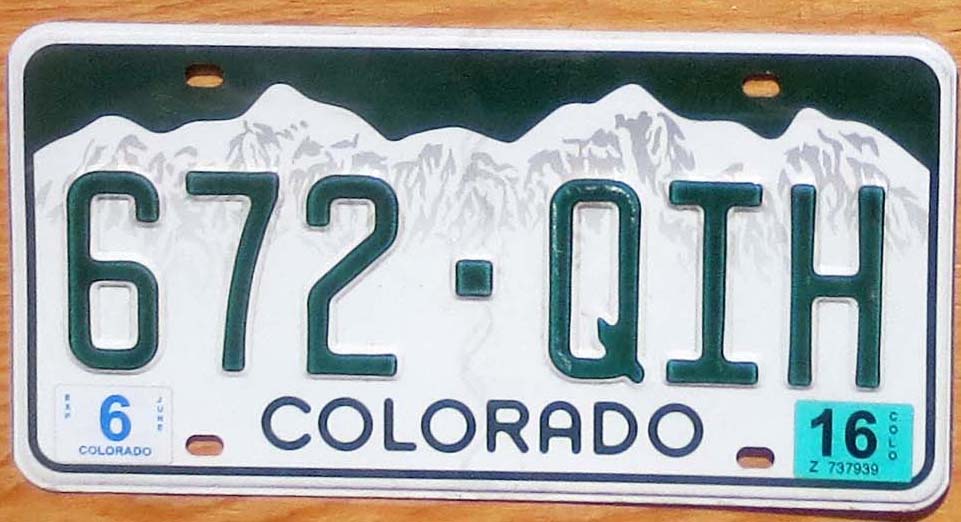 2016 Colorado vg | Automobile License Plate Store: Collectible License ...