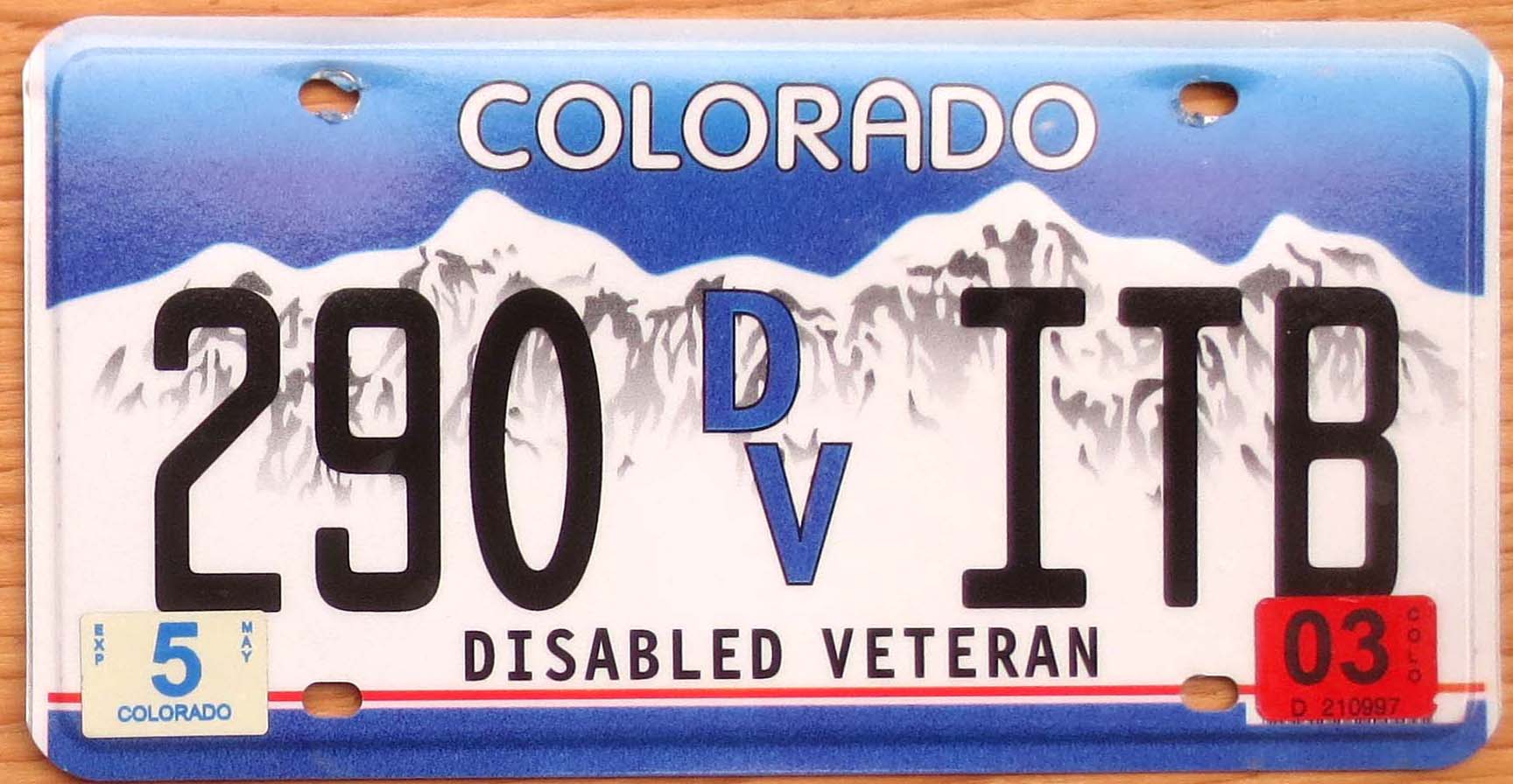 2003 Colorado disabled veteran vgex Automobile License Plate Store