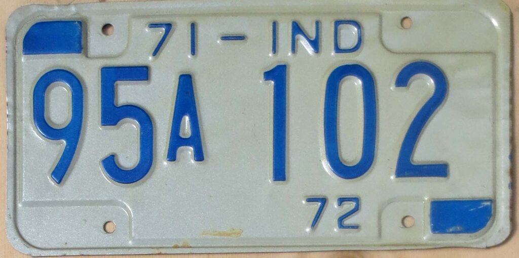 1971 1972 Indiana nearly mint | Automobile License Plate Store