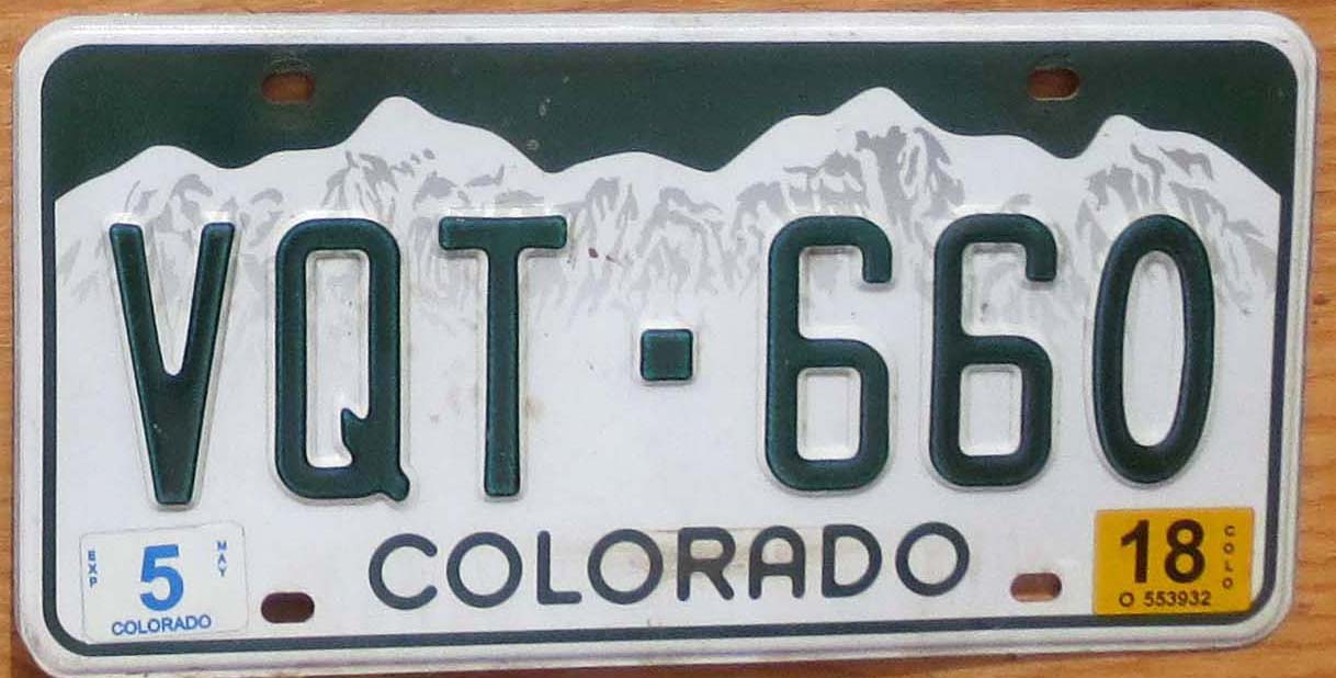 2018 Colorado vg | Automobile License Plate Store: Collectible License ...