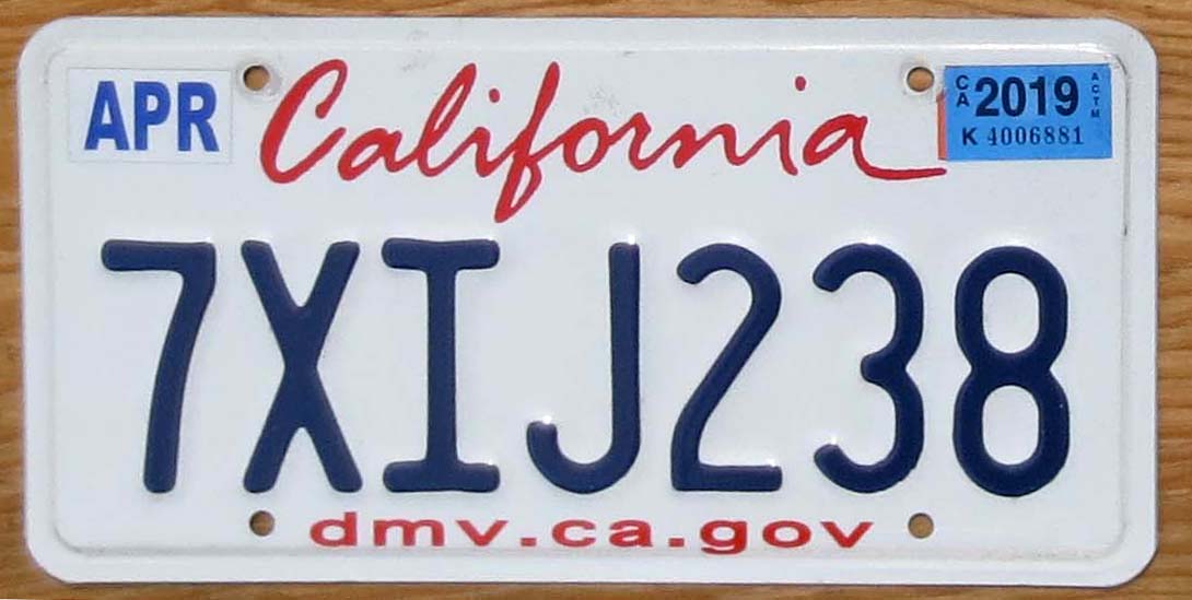 2019 California vg | Automobile License Plate Store: Collectible ...