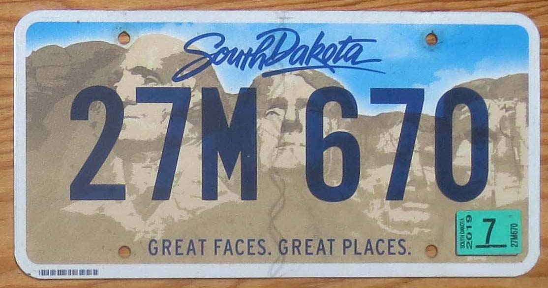 2019 South Dakota vg- | Automobile License Plate Store: Collectible ...