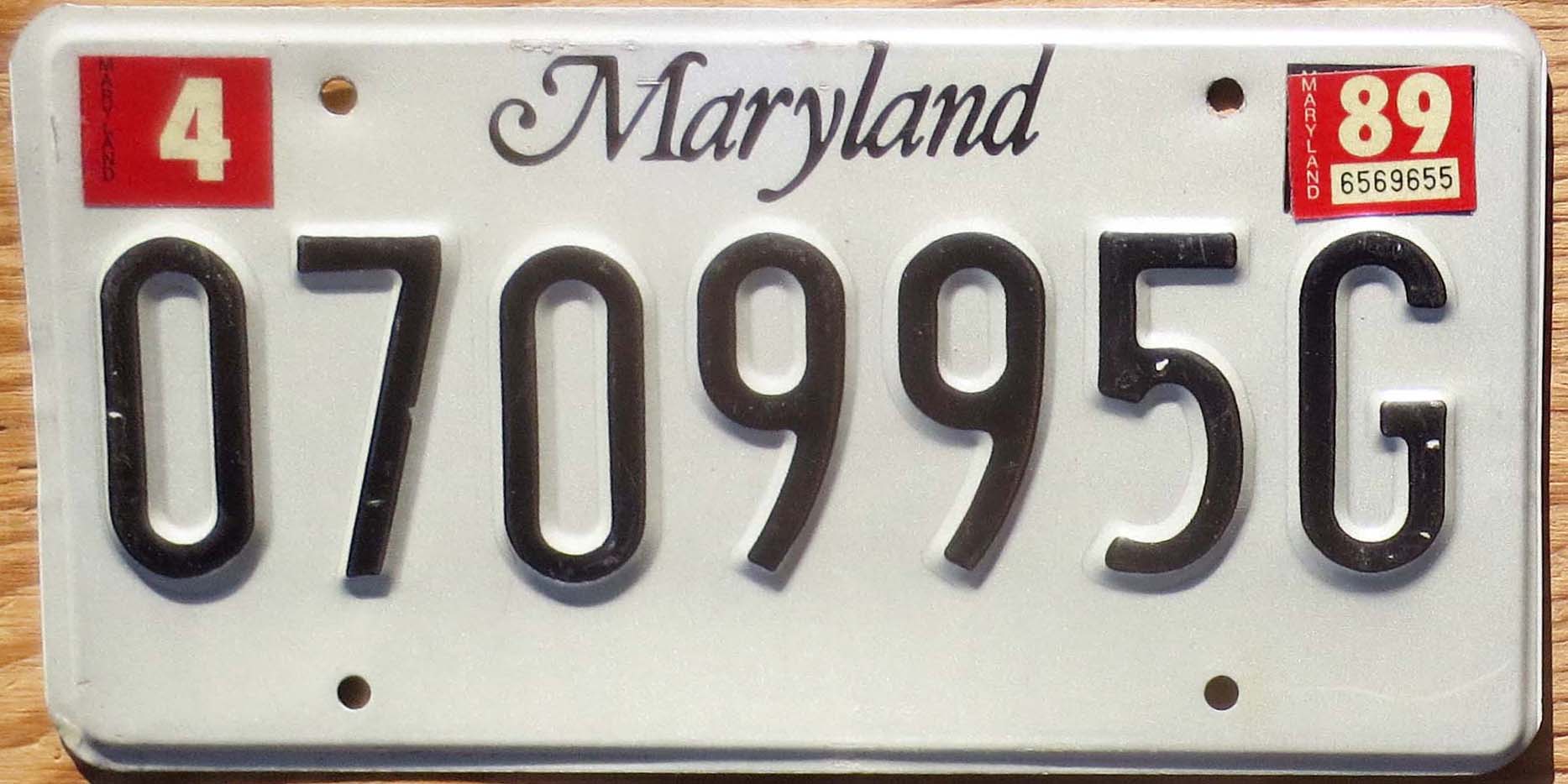 1989 Maryland exc | Automobile License Plate Store: Collectible License ...