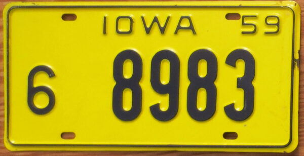 1959 Iowa nearly mint NICE PLATE