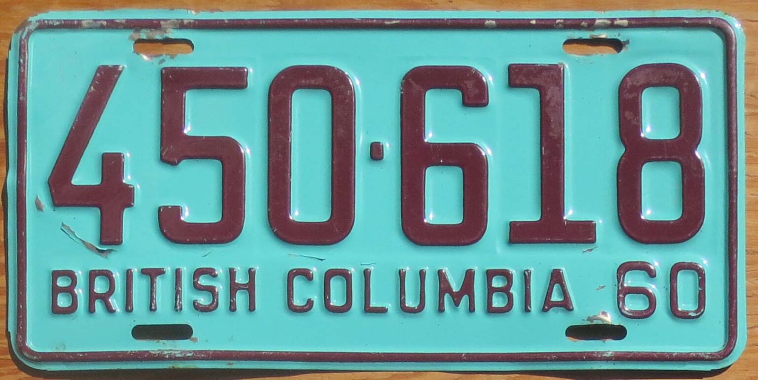 1960 British Columbia Vg - Automobile License Plate Store: Collectible ...