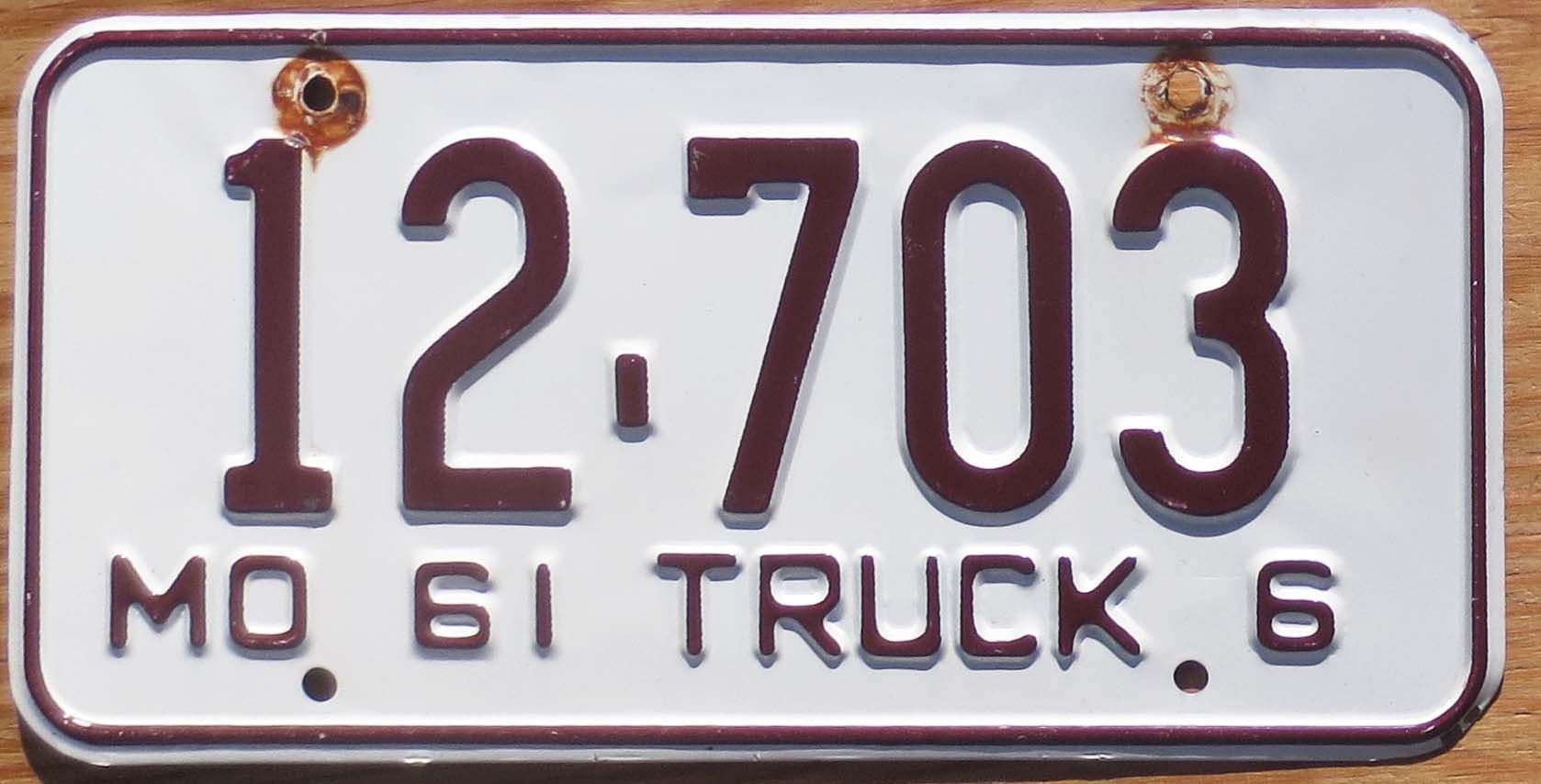 1961 Missouri truck vg | Automobile License Plate Store: Collectible