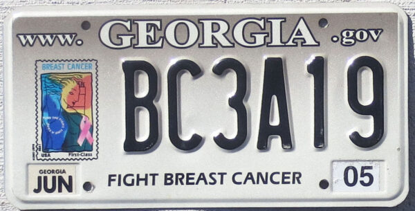 2005 Georgia Breast Cancer exc+ NICE PLATE