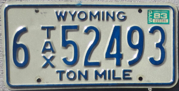 1983 Wyoming ton mile tax vg+