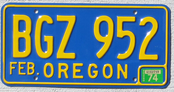 1974 Oregon mint NICE PLATE