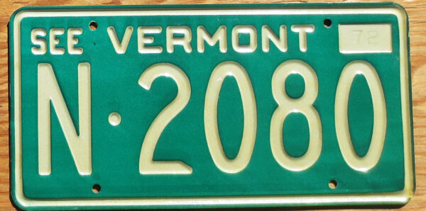 1972 Vermont mint NICE PLATE