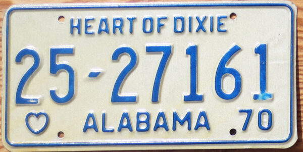 1970 Alabama mint - NICE PLATE